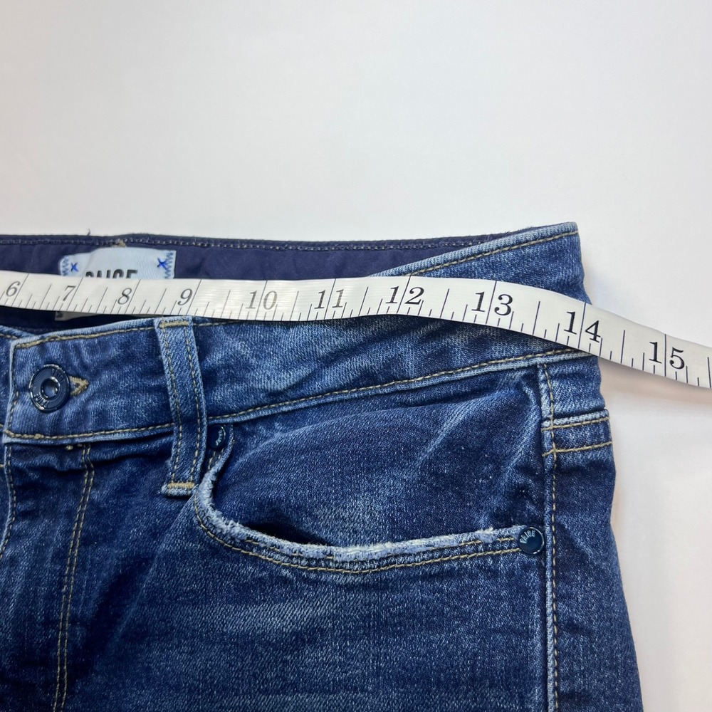 PAIGE Jacqueline Straight Jeans Size 28 Domino Blue High Rise Raw Hem Denim - Picture 6 of 12